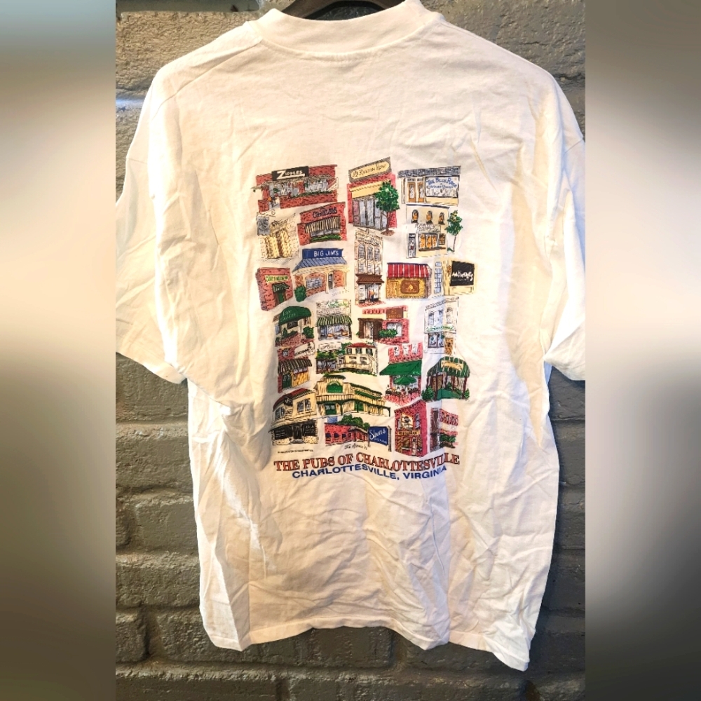 Charlottesville, South CAROLINA Pubs Graphic White T-Shirt Artwork On Back